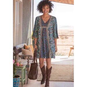 SUNDANCE Sweet Whispers Tunic Dress Floral Women's Boho Hippie Size Small